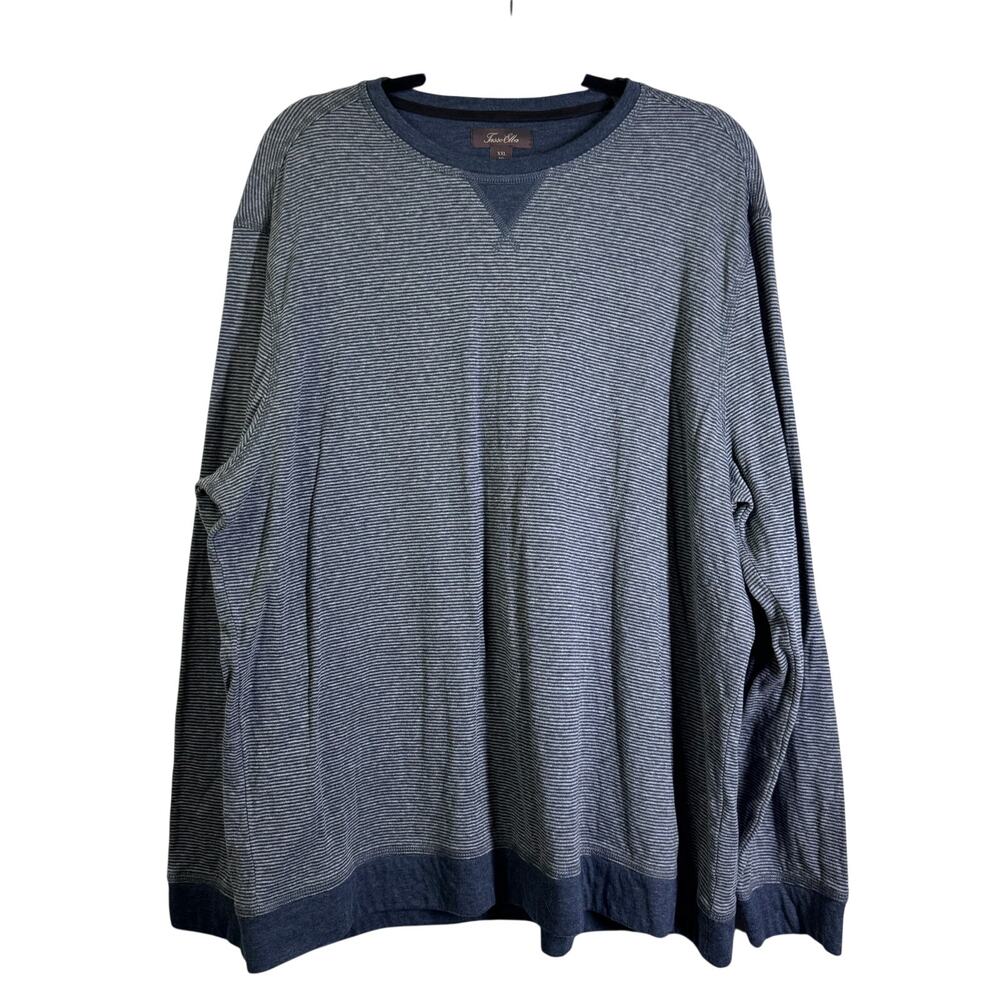 TASSO ELBA Sweatshirt XXL Crew Neck‎ Striped Extremely Soft Elbow Patches Casual